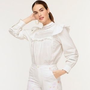 J. Crew Cotton Ruffle Blouse M